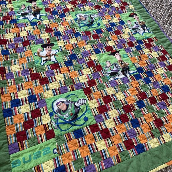 Disney Pixar Toy Story Woody Buzz Quilted Blanket 28x36 Reversible Baby Blanket - Picture 3 of 5